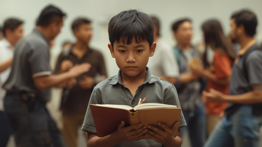A boy standing up against family pressure