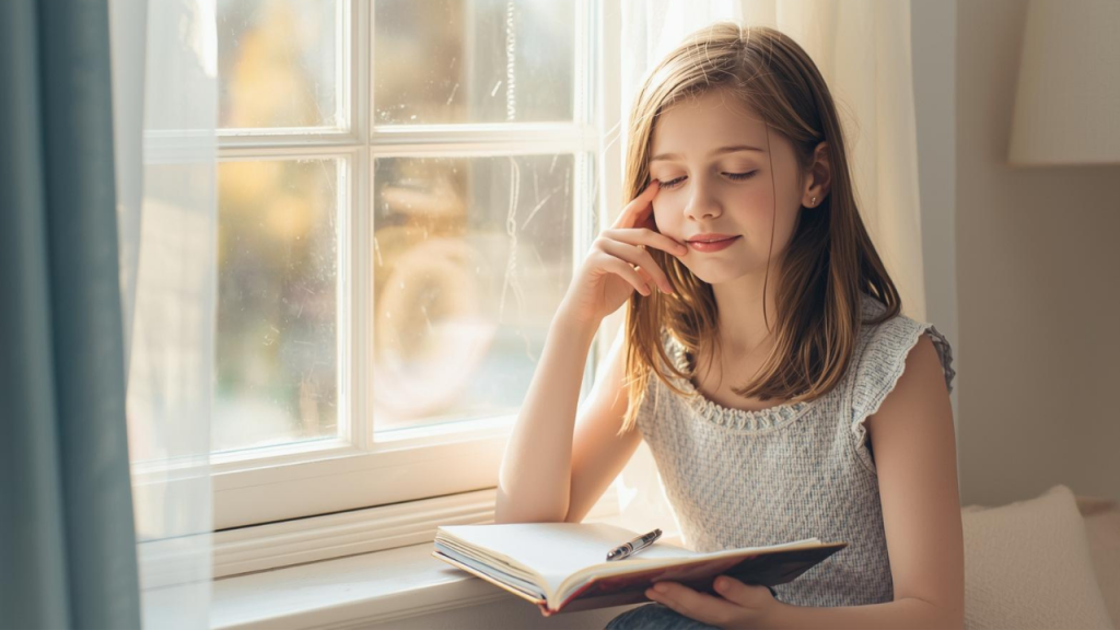 A girl learning to forgive her past self
