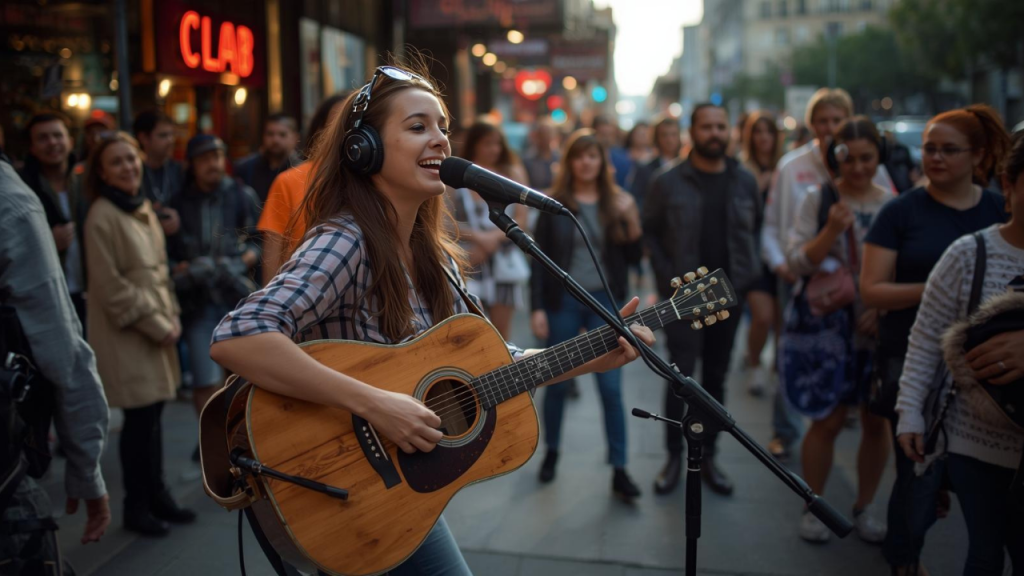 A street performer receiving unexpected recognition