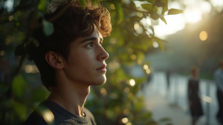 A young man finding beauty in everyday life
