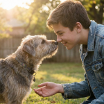 An abandoned dog learning to trust again