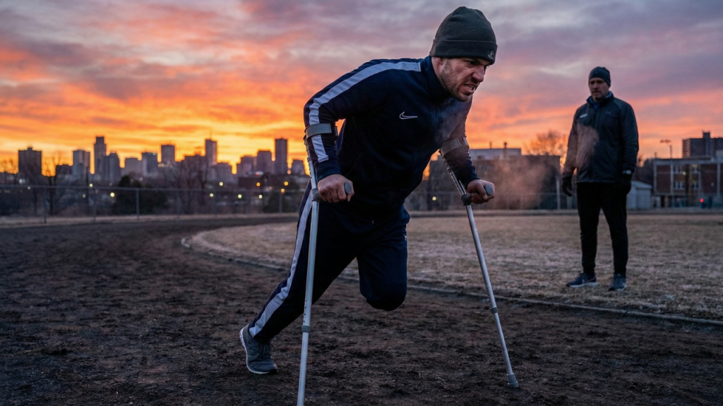 An athlete overcoming injury to achieve their dream